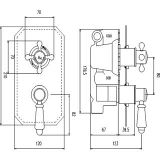 Hudson Reed Topaz 2 Outlet Thermostatic Concealed Shower Valve With Diverter - Chrome - Image 2