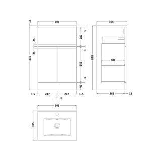 Hudson Reed Urban 2 Door And 1 Drawer Floorstanding Vanity Unit With Minimalist Basin - 1 TH - Image 16