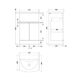 Hudson Reed Urban 2 Door And 1 Drawer Floorstanding Vanity Unit With Curved Basin - 1 TH - Image 2