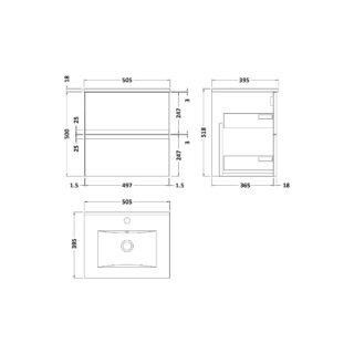 Hudson Reed Urban 2 Drawer Wall Hung Vanity Unit With Minimalist Basin - 1 TH - Image 17