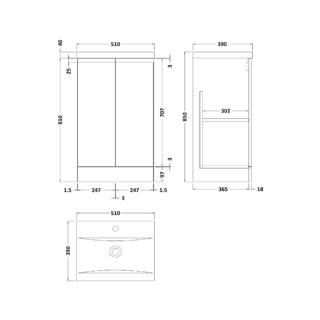 Hudson Reed Urban 2 Door Floorstanding Vanity Unit With Mid-Edge Basin - 1 TH - Image 12
