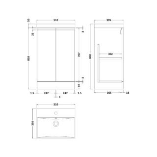 Hudson Reed Urban 2 Door Floorstanding Vanity Unit With Thin-Edge Basin - 1 TH - Image 2