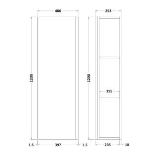 Hudson Reed Urban Wall Hung Tall Storage Unit - 1200mm High - Image 2