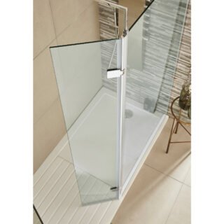 Hudson Reed Hinged Wetroom Return Panel With Support Bar - 8mm Glass - 300mm Wide - Image 2