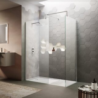 Hudson Reed Wetroom Screen With Support Bar - 800mm Wide - Image 6