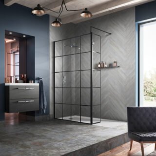 Hudson Reed Framed Wetroom Screen - 8mm Glass - Matt Black - Image 2