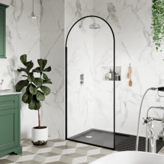 Hudson Reed Arched Wetroom Screen - Matt Black - Image 2