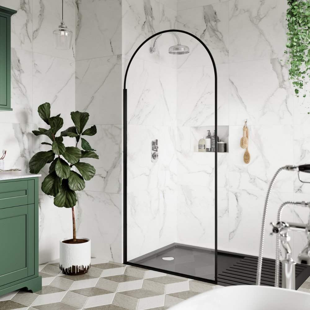 Hudson Reed Arched Wetroom Screen - Matt Black - Image 2