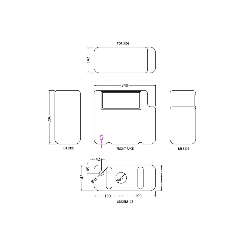 Hudson Reed Bottom Outlet Front And Top Access Dual Flush Concealed Cistern - White - Image 2