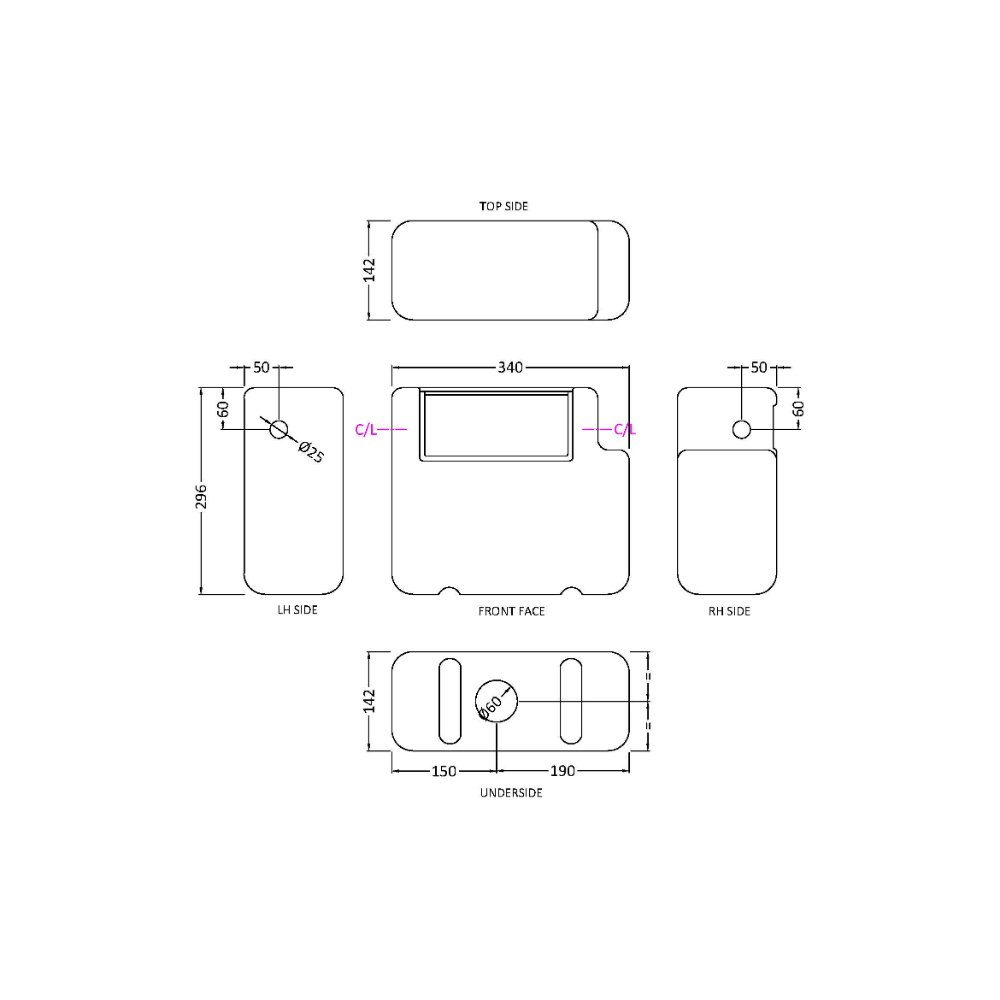 Hudson Reed Bottom Inlet Front And Top Access Dual Flush Concealed Cistern - White - Image 2