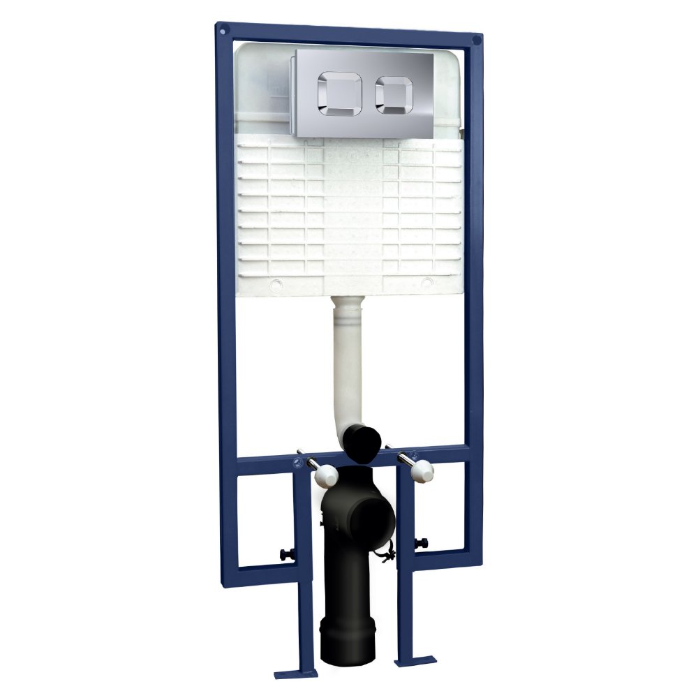 Hudson Reed Concealed Cistern With Wall Hung Frame And Square Dual Push Button Flush Plate -