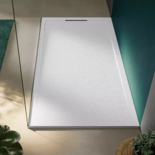 Acquabella Halo Slate Rectangular Shower Tray - Cemento - Image 11