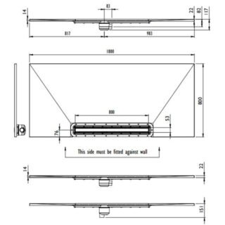 Impey Aqua Dec Linear 3 Rectangular Wetroom Former Tray With Horizontal Outlet Gravity Waste - Image 14