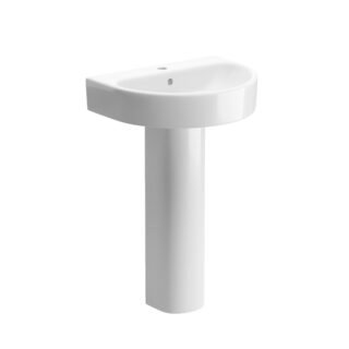 Amoda 555x430mm 1TH Basin & Full Pedestal - Image 1