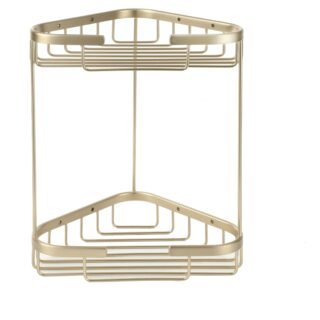 Nira 2-Tier Storage Basket - Brushed Brass