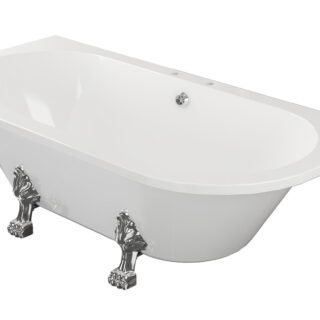 Mira Freestanding Back To Wall 1700x800x600mm 2TH Bath w/Feet - White - Image 2