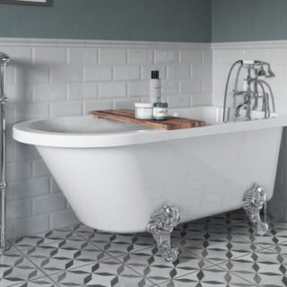 Kavya Freestanding 1700x750x650mm 2TH Corner Bath w/Feet - Image 4