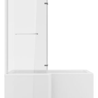 Neela L Shape SUPERCAST 1700x850x560mm 0TH Shower Bath Pack (LH) - Chrome - Image 4