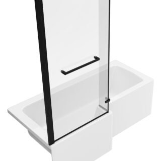Neela L Shape 1700x850x560mm 0TH Shower Bath Pack (LH) - Matt Black - Image 5