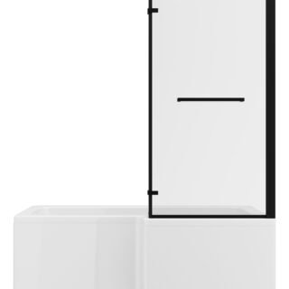 Neela L Shape 1700x850x560mm 0TH Shower Bath Pack (RH) - Matt Black - Image 4