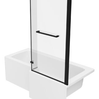 Neela L Shape 1700x850x560mm 0TH Shower Bath Pack (RH) - Matt Black - Image 5