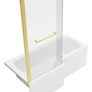 Neela L Shape 1700x850x560mm 0TH Shower Bath Pack (LH) - Brushed Brass - Image 5