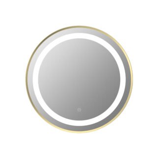 Dipti 600mm Round Front-Lit LED Mirror - Brushed Brass