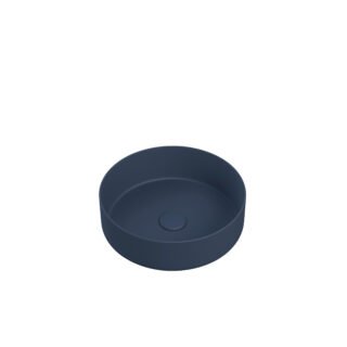 Teja 355mm Ceramic Round Washbowl & Waste - Matt Deep Blue - Image 1