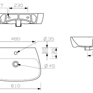 Roshni 600x400mm 1TH Basin & Semi Pedestal - Image 4