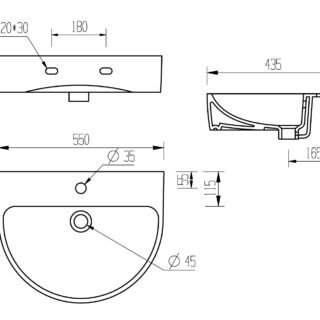 Amoda 555x430mm 1TH Basin & Semi Pedestal - Image 4