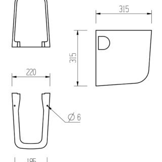 Roshni 600x400mm 1TH Basin & Semi Pedestal - Image 3