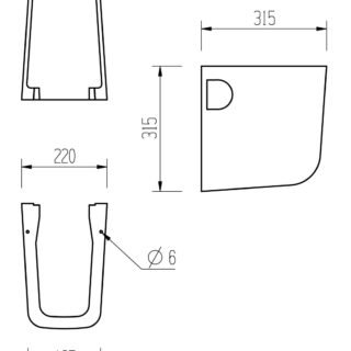 Aarna 600x400mm 1TH Basin & Semi Pedestal - Image 4