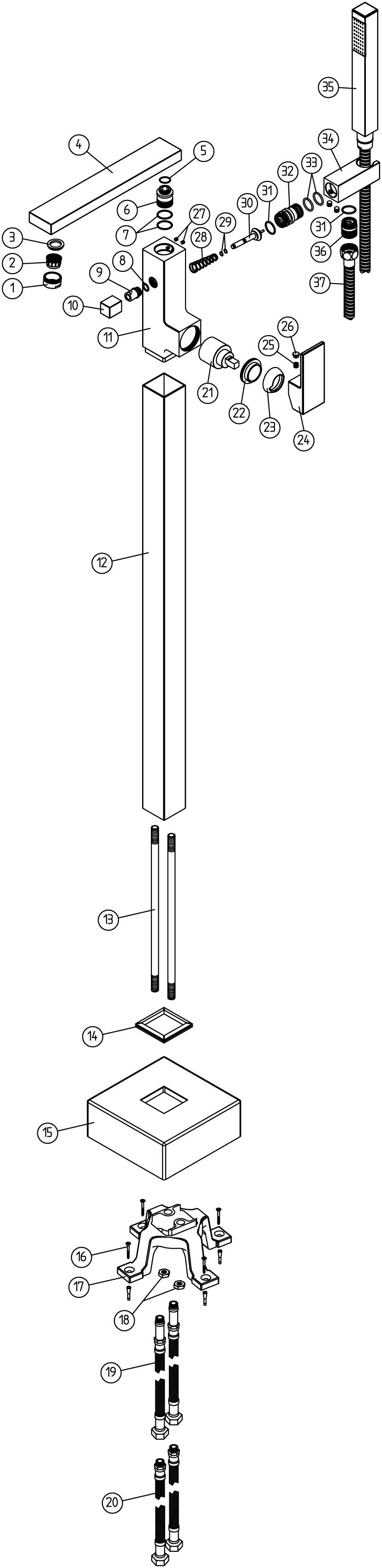 Zira Floor Standing Bath/Shower Mixer - Chrome - Image 2