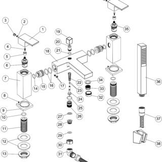 Zira Bath/Shower Mixer & Shower Kit - Chrome - Image 2