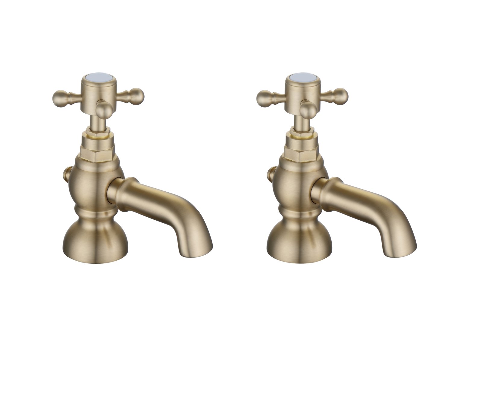 Tanu Bath Pillar Taps - Brushed Brass