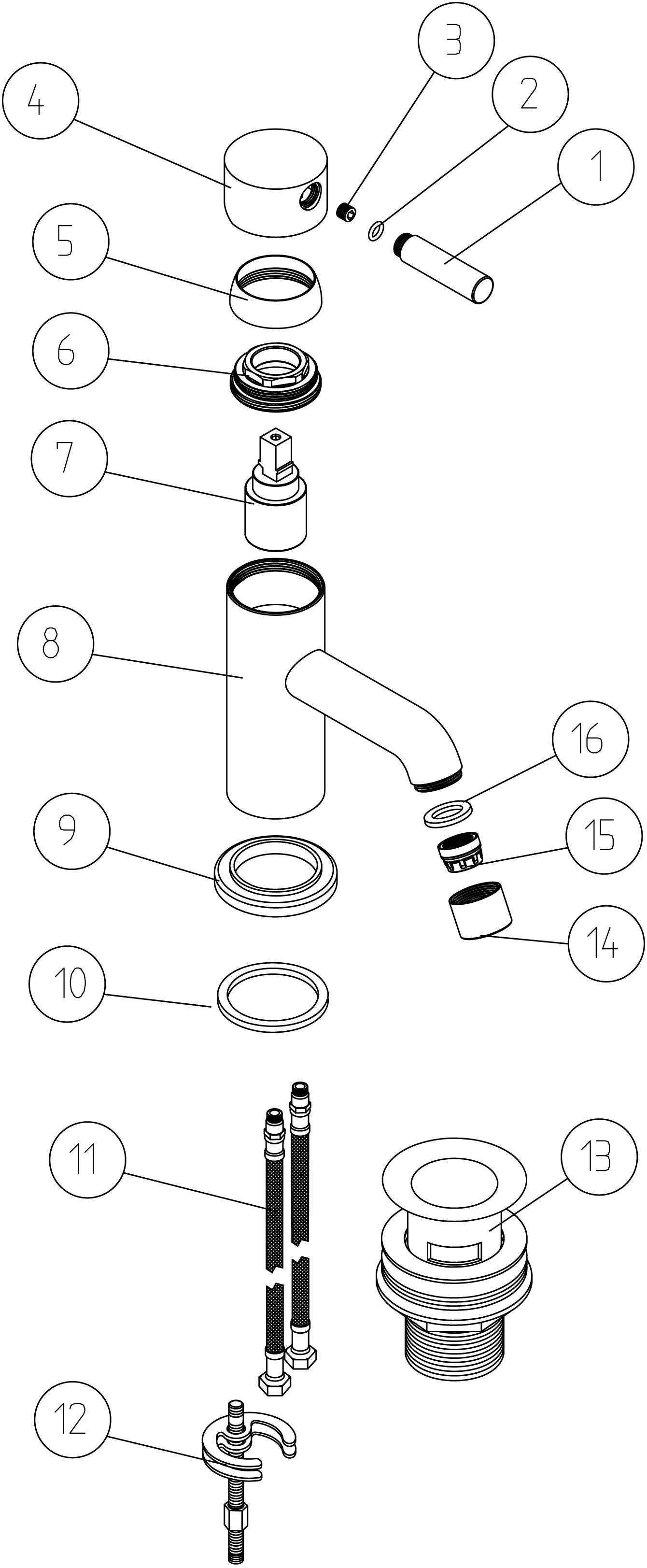 Pravaah Cloakroom Basin Mixer & Waste - Matt Black - Image 2