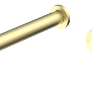 Pravaah 220mm Wall Mounted Basin Mixer - Brushed Brass - Image 1