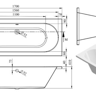 Amira Round Double End SUPERCAST 1700x700x550mm 0TH Bath w/Legs - Image 2