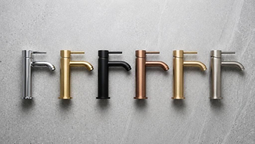 Vado tap finishes compared: chrome, brushed brass, matt black, bronze, gold and nickel