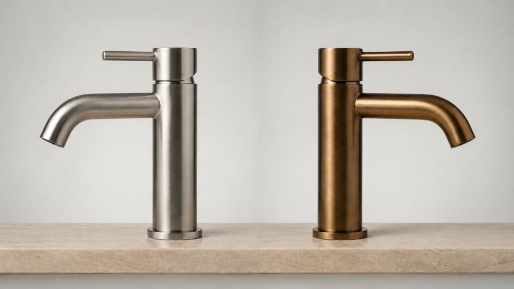 Brushed nickel taps compared with brushed bronze taps